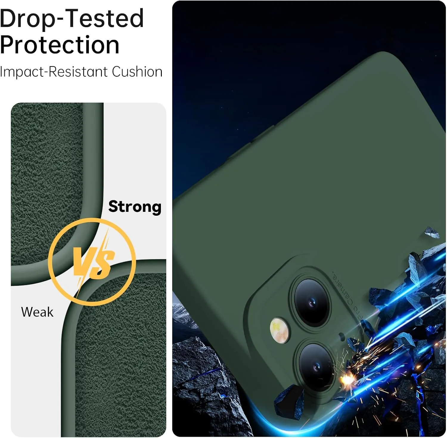 Magnetic for iPhone 13 Case with Screen Protector - Wireless Charging Compatible - Upgraded Camera Protection - Silicone Shockproof Protective Phone Case for iPhone 13 - Army Green
