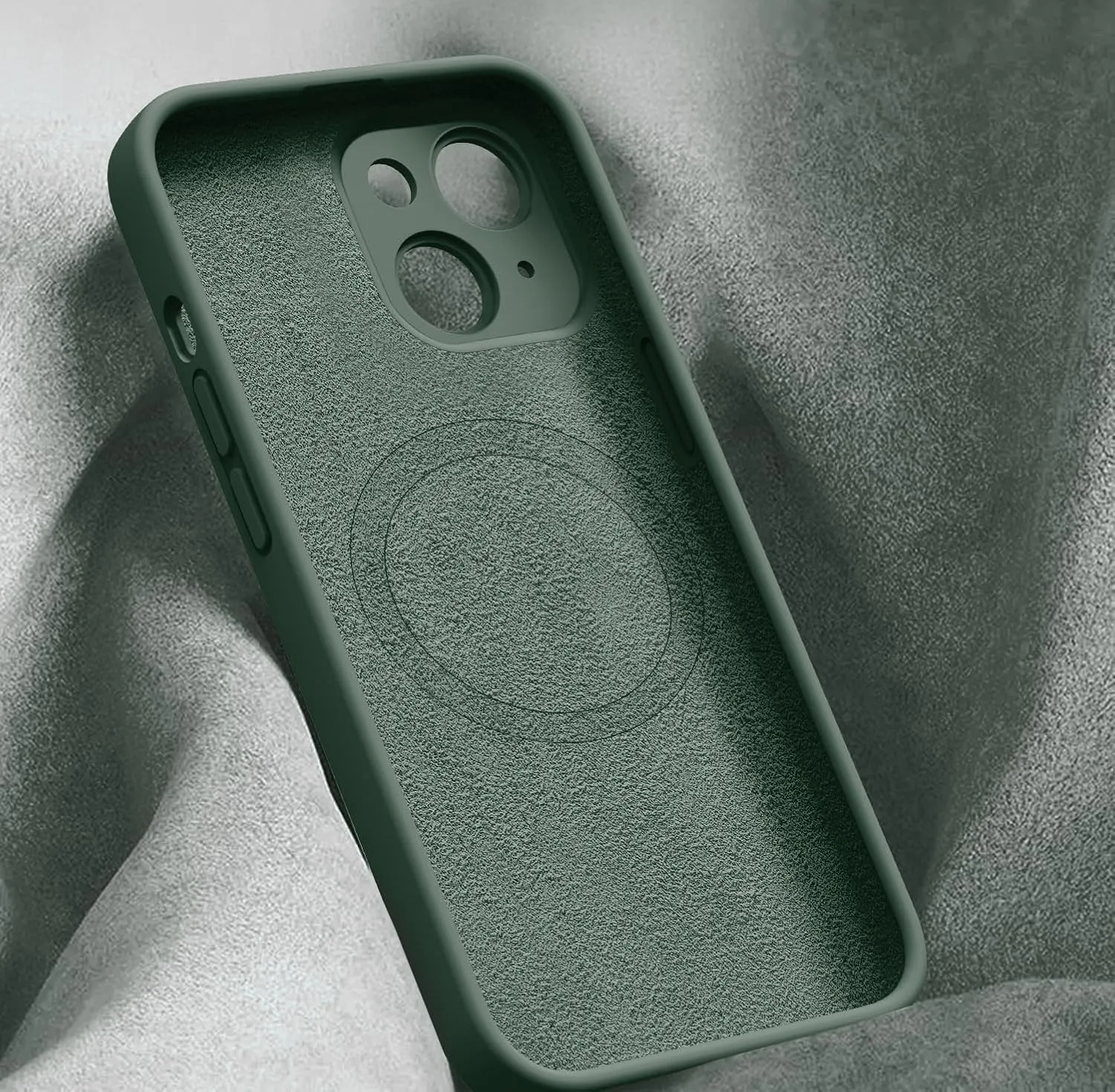 Magnetic for iPhone 13 Case with Screen Protector - Wireless Charging Compatible - Upgraded Camera Protection - Silicone Shockproof Protective Phone Case for iPhone 13 - Army Green