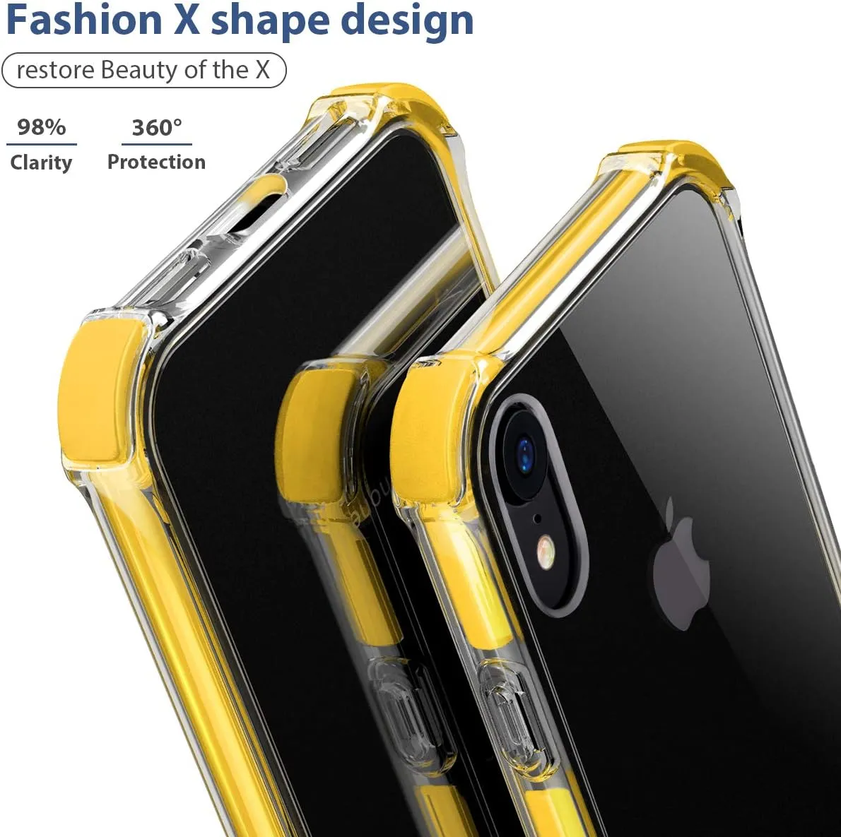 MATEPROX Compatible with iPhone XR Case Clear Anti-Yellow Heavy Duty Bumper Protective Shockproof Case for iPhone XR 6.1'' (Yellow)