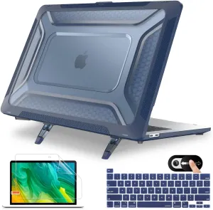 Mektron Compatible with MacBook Pro 16 inch Case 2020 2021 2019 Release A2141 Touch ID, Plastic Hard Shell Case with TPU Bumper&Dust Plug&Keyboard Cover, Navy Blue
