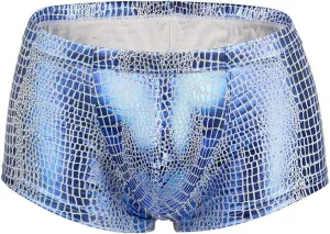 Mens Boxer Briefs PU Leather Boxer Shorts Lightweight Comfortable Trunk Underwear Stretch Athletic Boxer Short