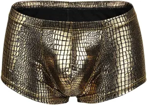 Mens Boxer Briefs PU Leather Boxer Shorts Lightweight Comfortable Trunk Underwear Stretch Athletic Boxer Short