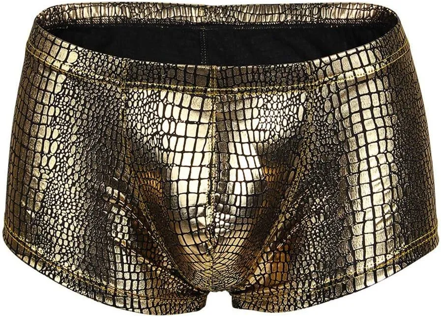 Mens Boxer Briefs PU Leather Boxer Shorts Lightweight Comfortable Trunk Underwear Stretch Athletic Boxer Short
