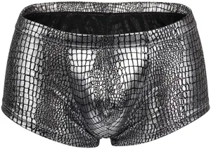 Mens Boxer Briefs PU Leather Boxer Shorts Lightweight Comfortable Trunk Underwear Stretch Athletic Boxer Short