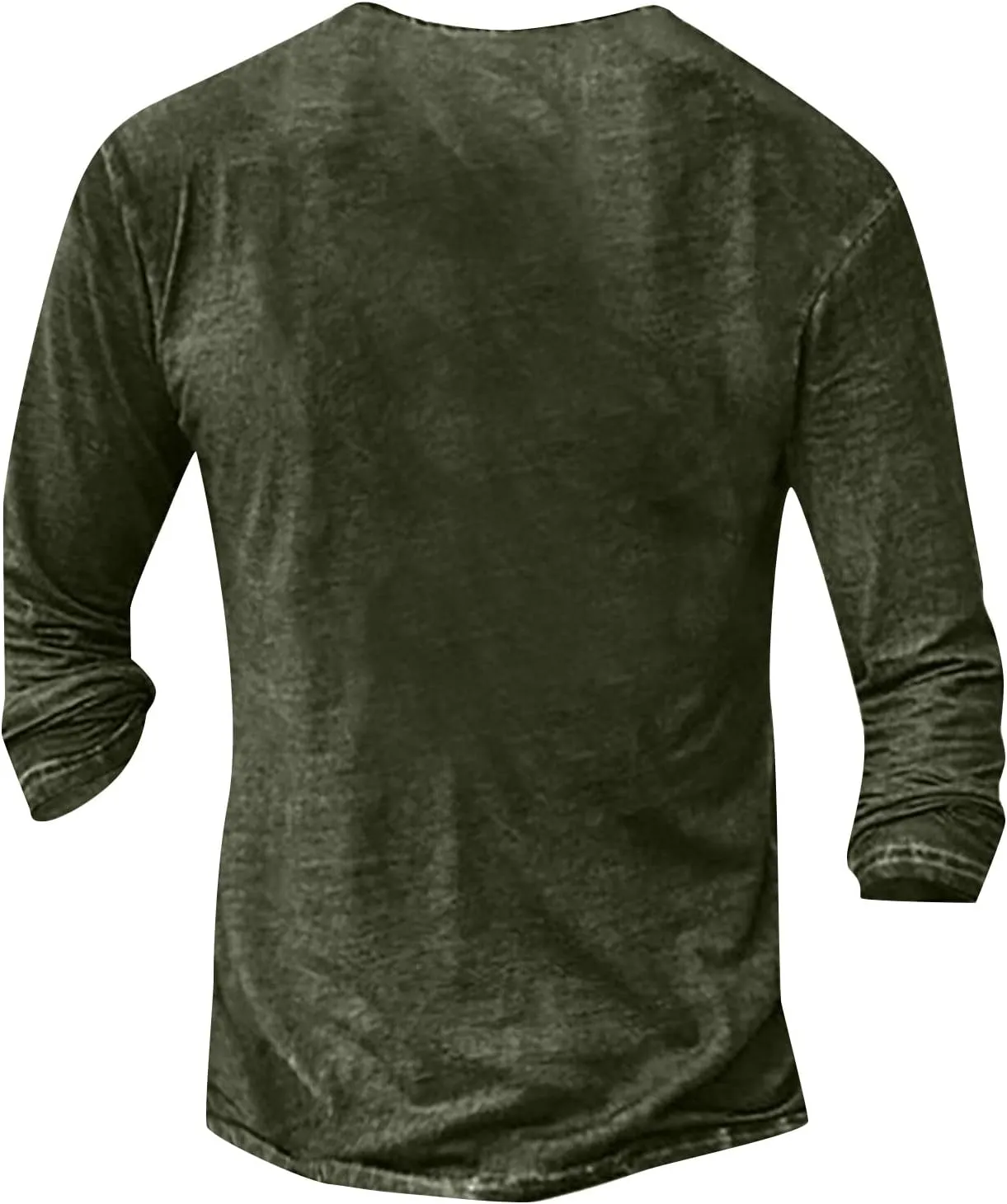 Men's Distressed Henley Shirts Vintage Long Sleeve Button Down Tops Casual Washed Basic T-Shirt