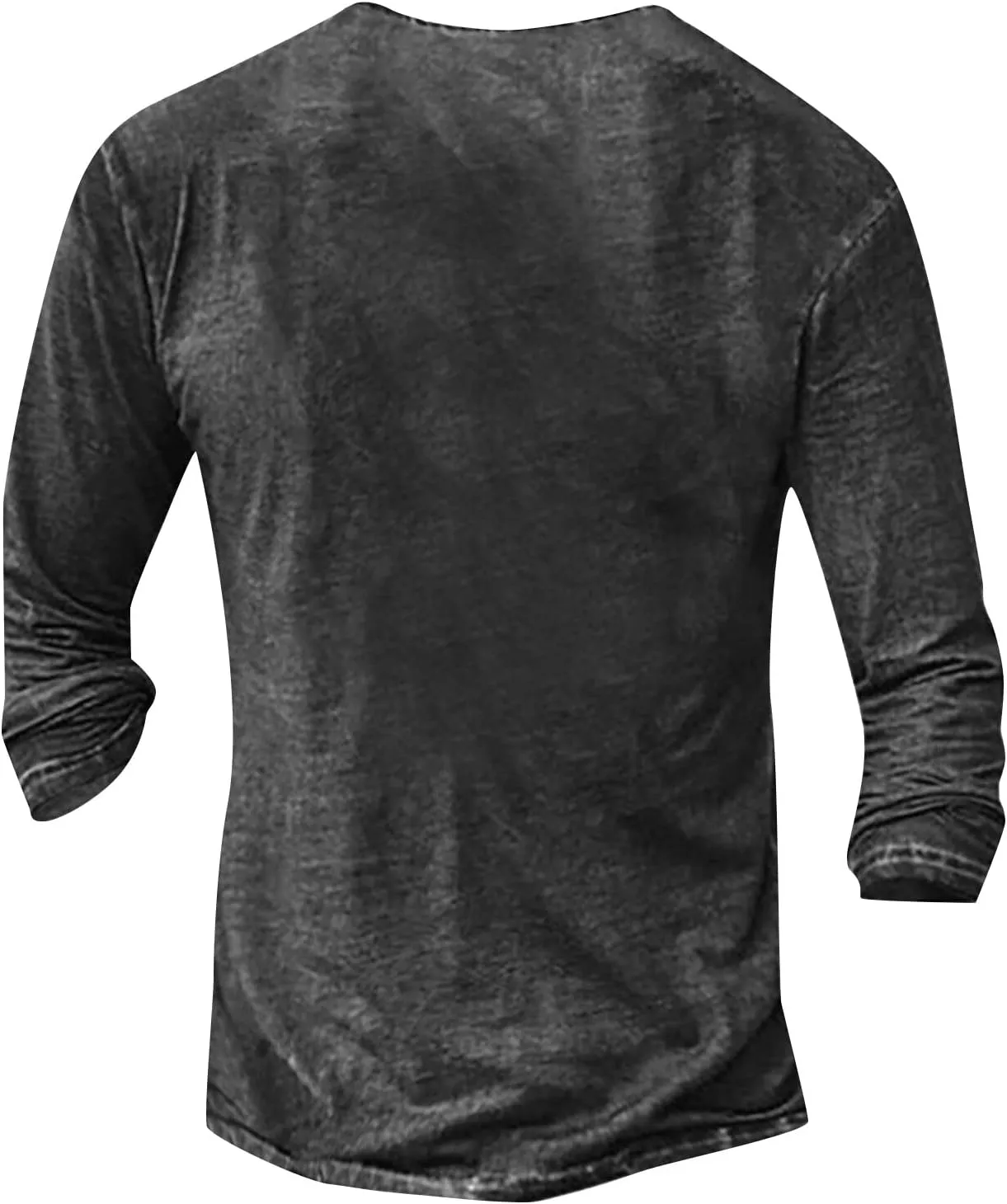 Men's Distressed Henley Shirts Vintage Long Sleeve Button Down Tops Casual Washed Basic T-Shirt