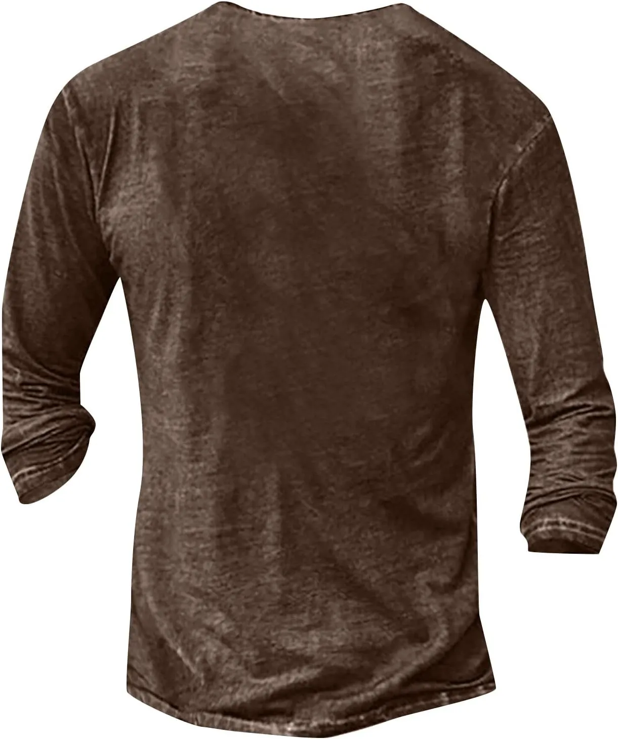 Men's Distressed Henley Shirts Vintage Long Sleeve Button Down Tops Casual Washed Basic T-Shirt