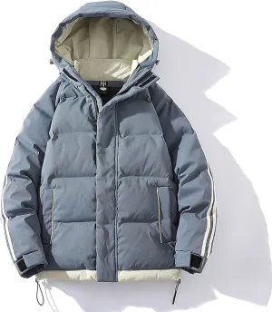 Men's Down Padded Cotton Jacket Thick Winter Coat Zip Up Comfortable Sportswear Oversize Couple Outfit