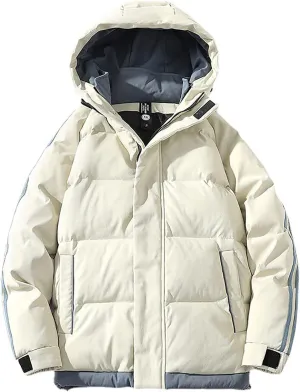 Men's Down Padded Cotton Jacket Thick Winter Coat Zip Up Comfortable Sportswear Oversize Couple Outfit