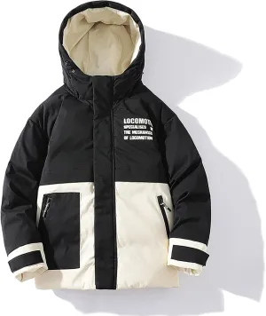Men's Down Padded Cotton Jacket Thick Winter Embroidery Coat Zip Up Comfortable Sportswear Oversize Outfit