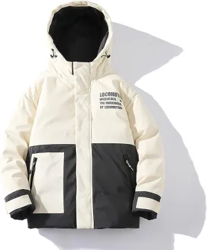 Men's Down Padded Cotton Jacket Thick Winter Embroidery Coat Zip Up Comfortable Sportswear Oversize Outfit