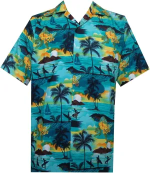 Men's Hawaiian Shirt Short Sleeve Summer Button Down Beach Dress Aloha Shirts