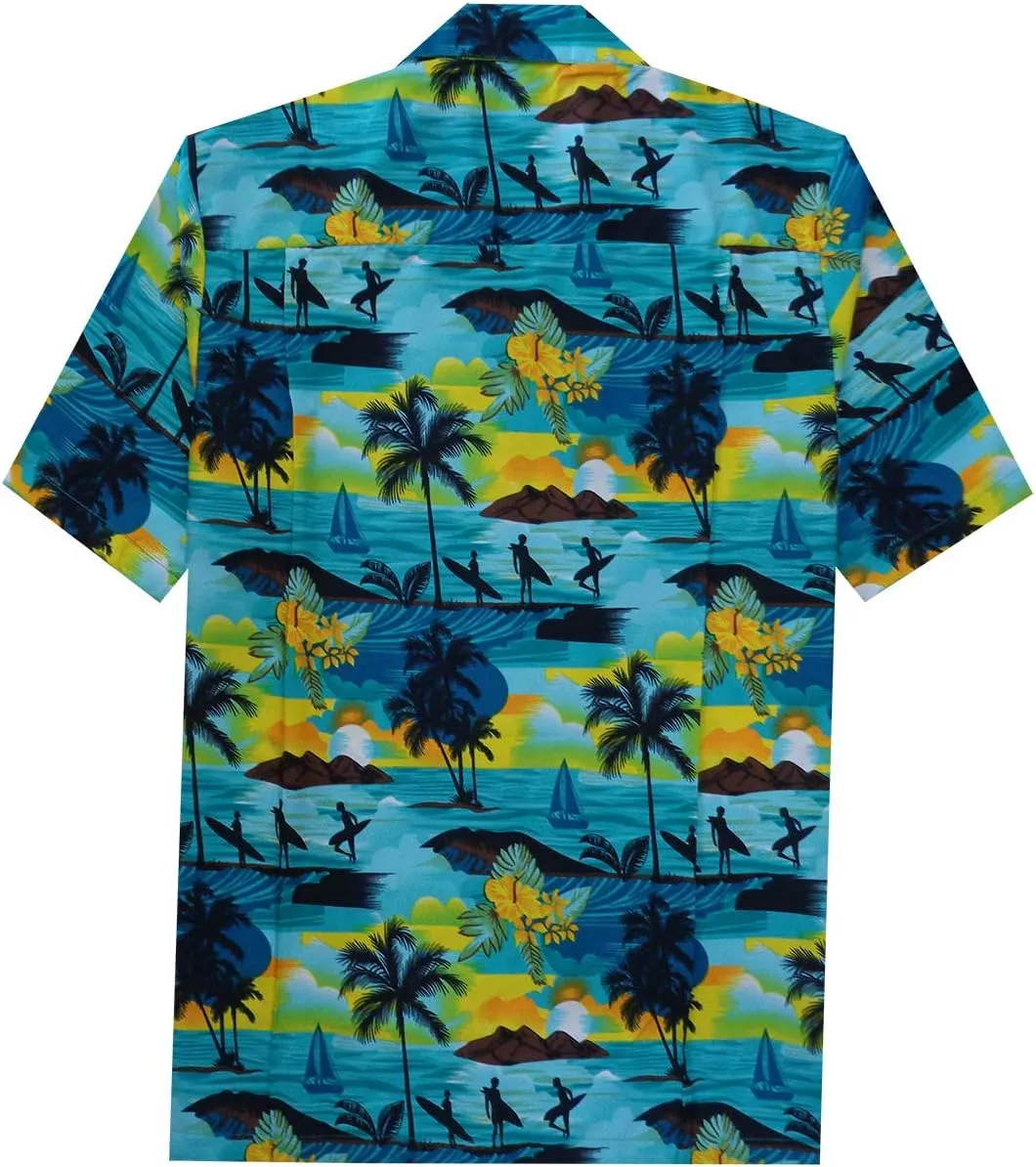 Men's Hawaiian Shirt Short Sleeve Summer Button Down Beach Dress Aloha Shirts