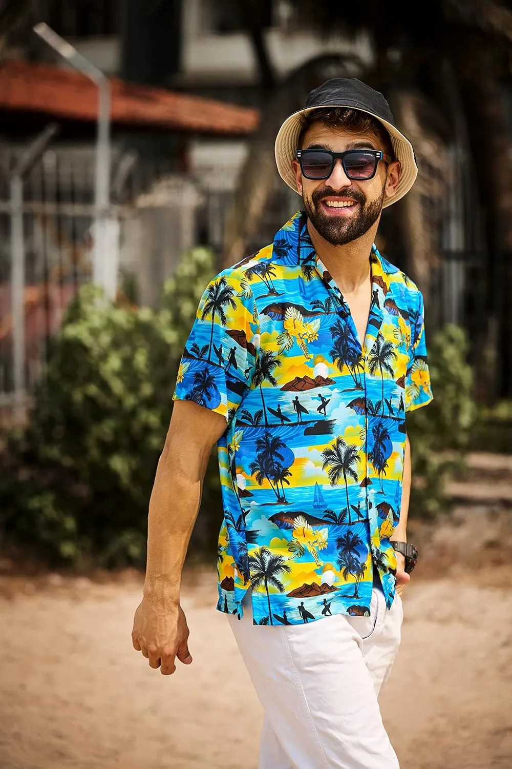 Men's Hawaiian Shirt Short Sleeve Summer Button Down Beach Dress Aloha Shirts
