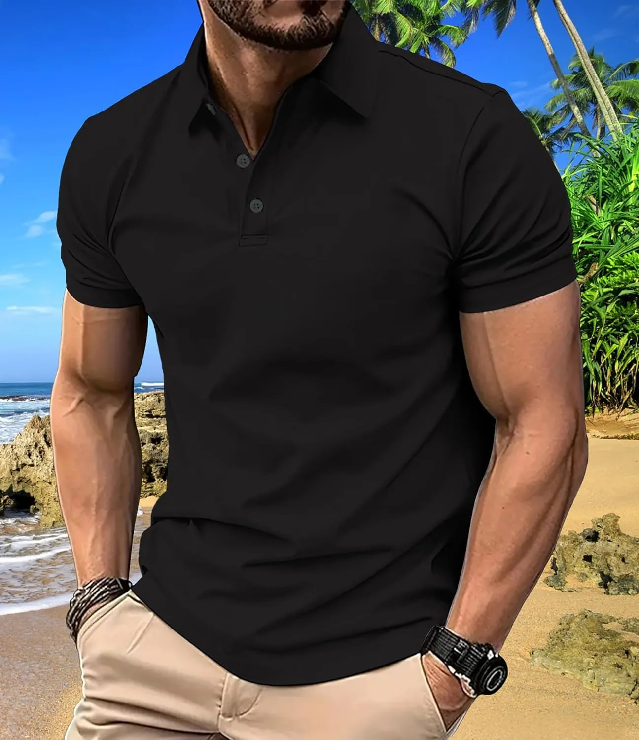 Men's Performance Golf Polo Shirt Moisture Wicking Quick Dry Short Sleeve Polo Shirts for Men Casual Activewear