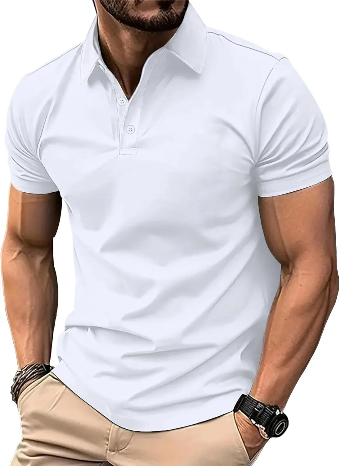 Men's Performance Golf Polo Shirt Moisture Wicking Quick Dry Short Sleeve Polo Shirts for Men Casual Activewear