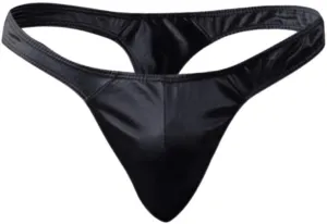 Men's Shiny Briefs Underwear Patent Leather Thong Low Rise T-Back G-String Comfortable Underpants