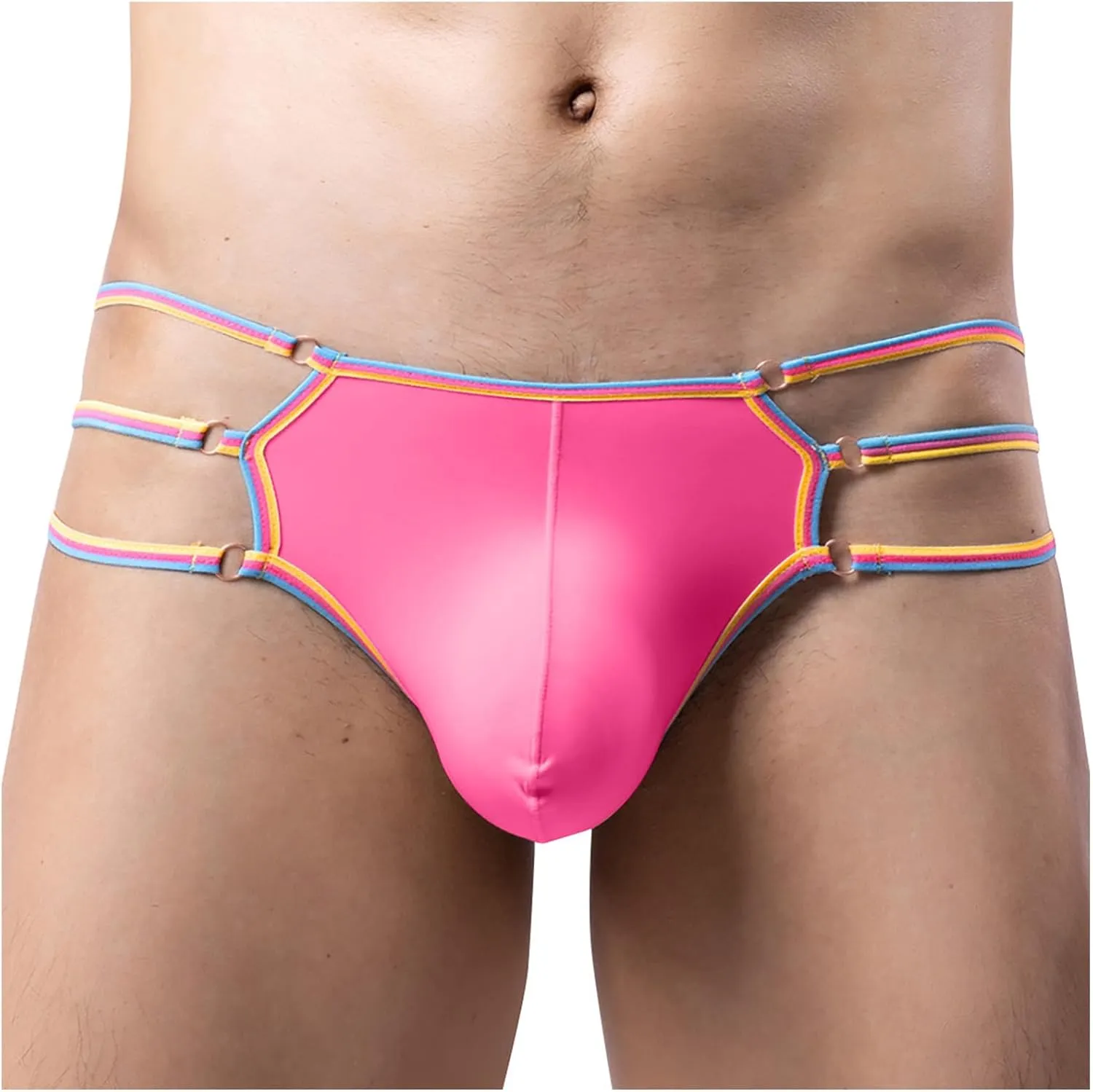 Mens String Thong Bulge Pouch Bikini Briefs, Strappy G-String Underwear, Sexy Lingerie Comfortable Panties