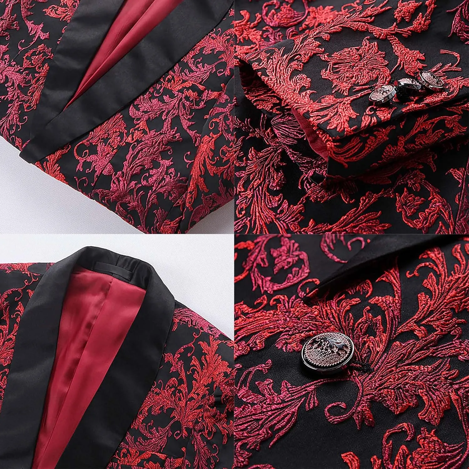 Mens Suit Casual Two- Suit Love Printed Coat Jacket Pants Suit Comfortable Soft Vest Pant Suits for Men Big and Tall