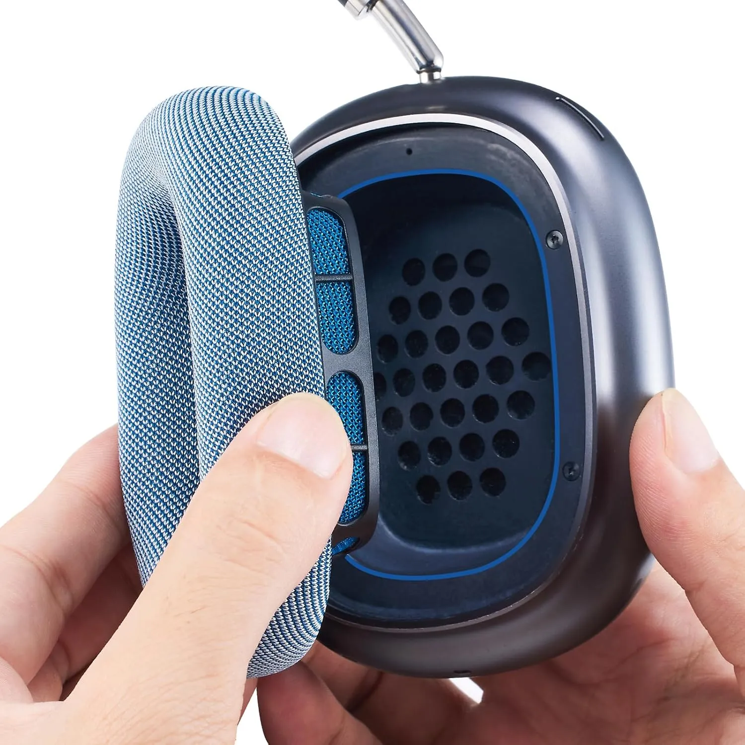 Mesh Fabric Ear Pads for AirPods Max Headphones,Upgraded Earpads Replacement Ear Cushions with Silicone,Memory Foam and Powerful Magnets for Apple AirPods Max Headsets (Sky Blue)