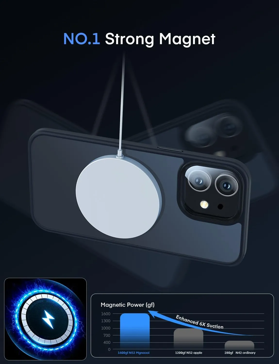 Mgnaooi Magnetic Case for iPhone 11 Case [MIL-Grade Drop Tested & Compatible with MagSafe] Translucent Matte Back, Anti-Fingerprint Anti-Scratch Shockproof Phone 11 Case 6.1 Inch, Black