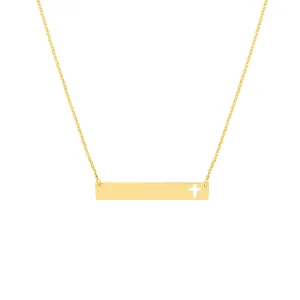 Mini Bar Necklace with Cutout Cross