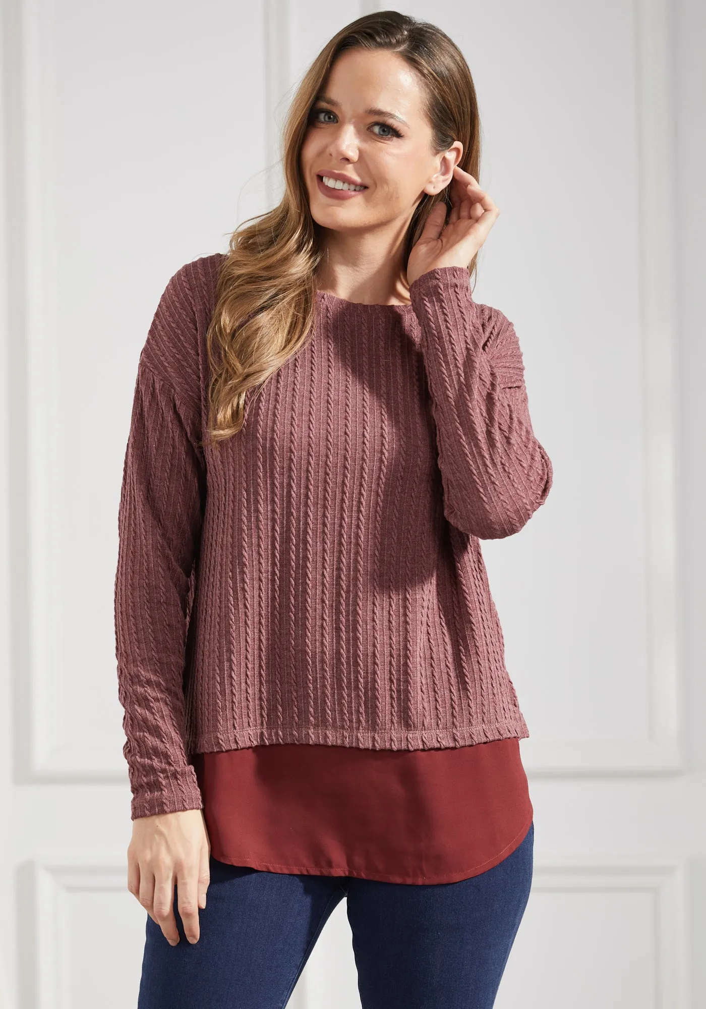MiniCable Layered Boatneck (Burgundy)