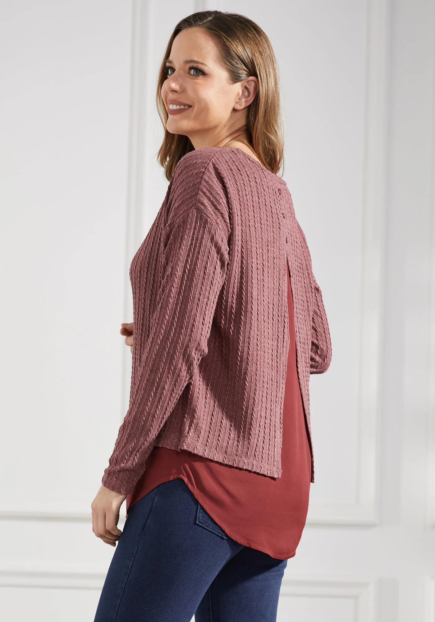 MiniCable Layered Boatneck (Burgundy)