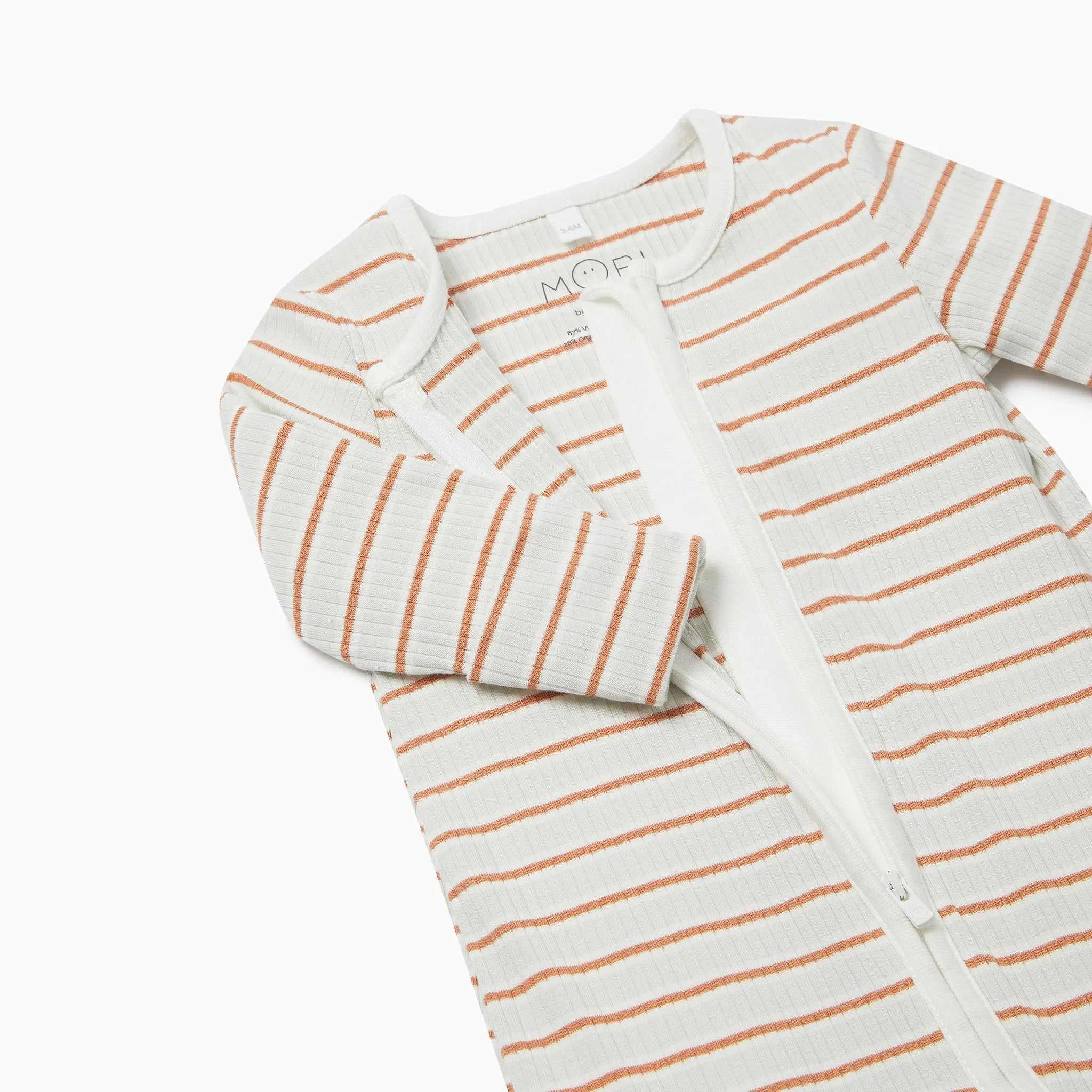 Mint Ribbed Stripe Zip-Up Sleepsuit