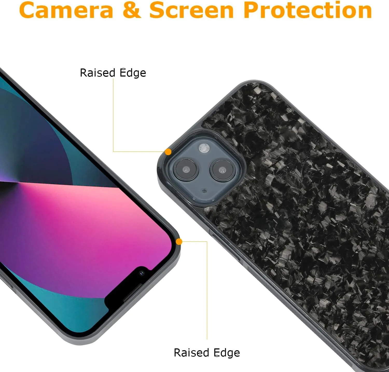 molzar Grip Series for iPhone 13 Case with Real Forged Carbon Fiber, Built-in Magnet Ring for Magnetic Mount, Compatible with MagSafe Chargers and Accessories, Glossy Black/Forged