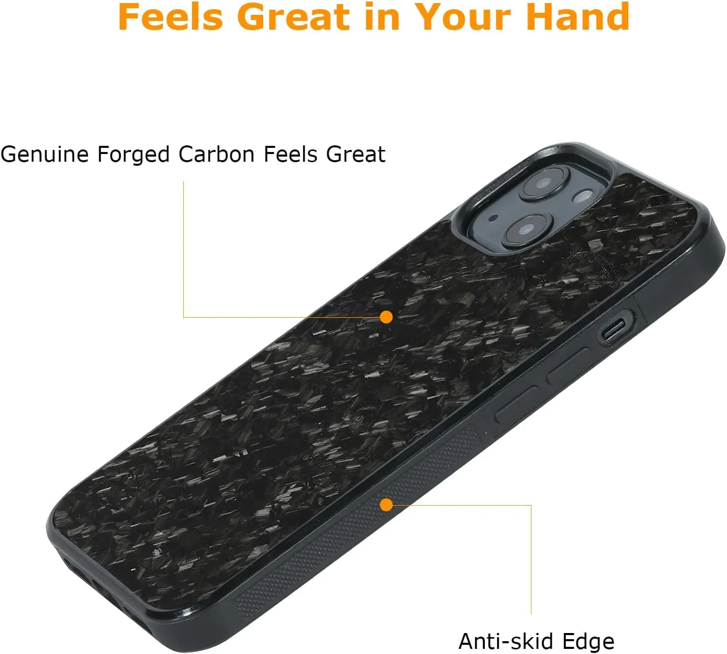 molzar Grip Series for iPhone 13 Case with Real Forged Carbon Fiber, Built-in Magnet Ring for Magnetic Mount, Compatible with MagSafe Chargers and Accessories, Glossy Black/Forged