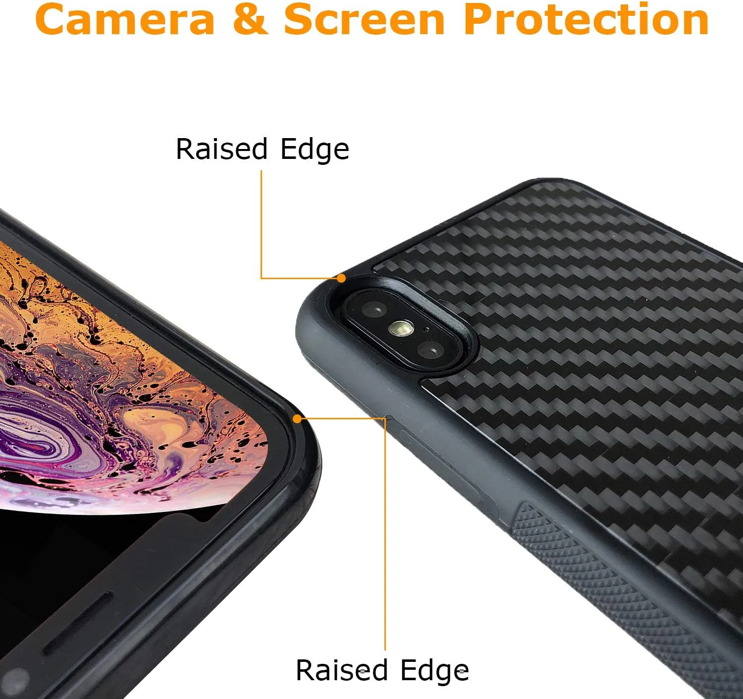 molzar Grip Series for iPhone Xs and iPhone X Case with Real Weave Carbon Fiber, Built-in Metal Plate for Magnetic Mount, Works with Qi-Certified Chargers, Glossy Black/Weave