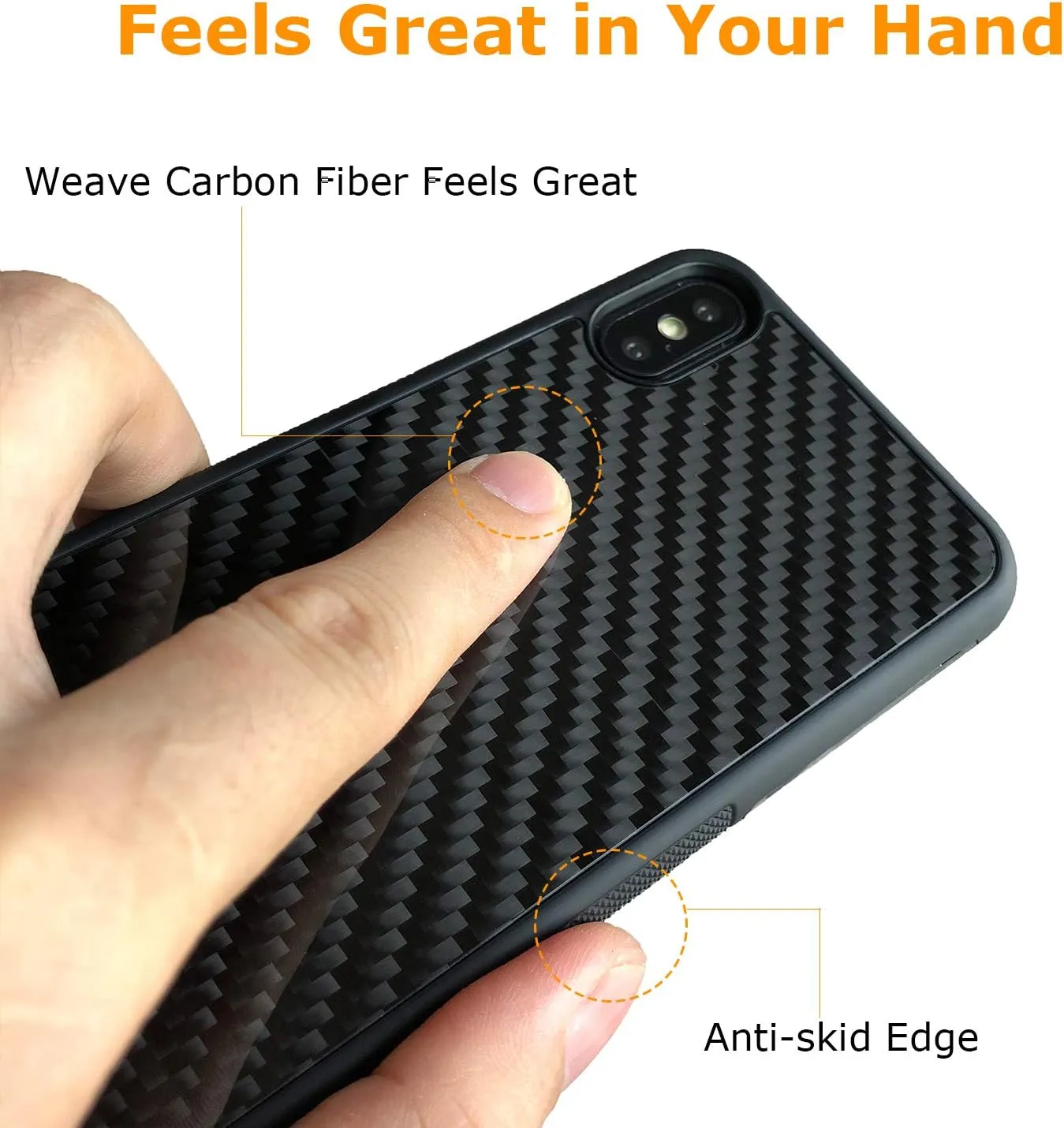molzar Grip Series for iPhone Xs and iPhone X Case with Real Weave Carbon Fiber, Built-in Metal Plate for Magnetic Mount, Works with Qi-Certified Chargers, Glossy Black/Weave