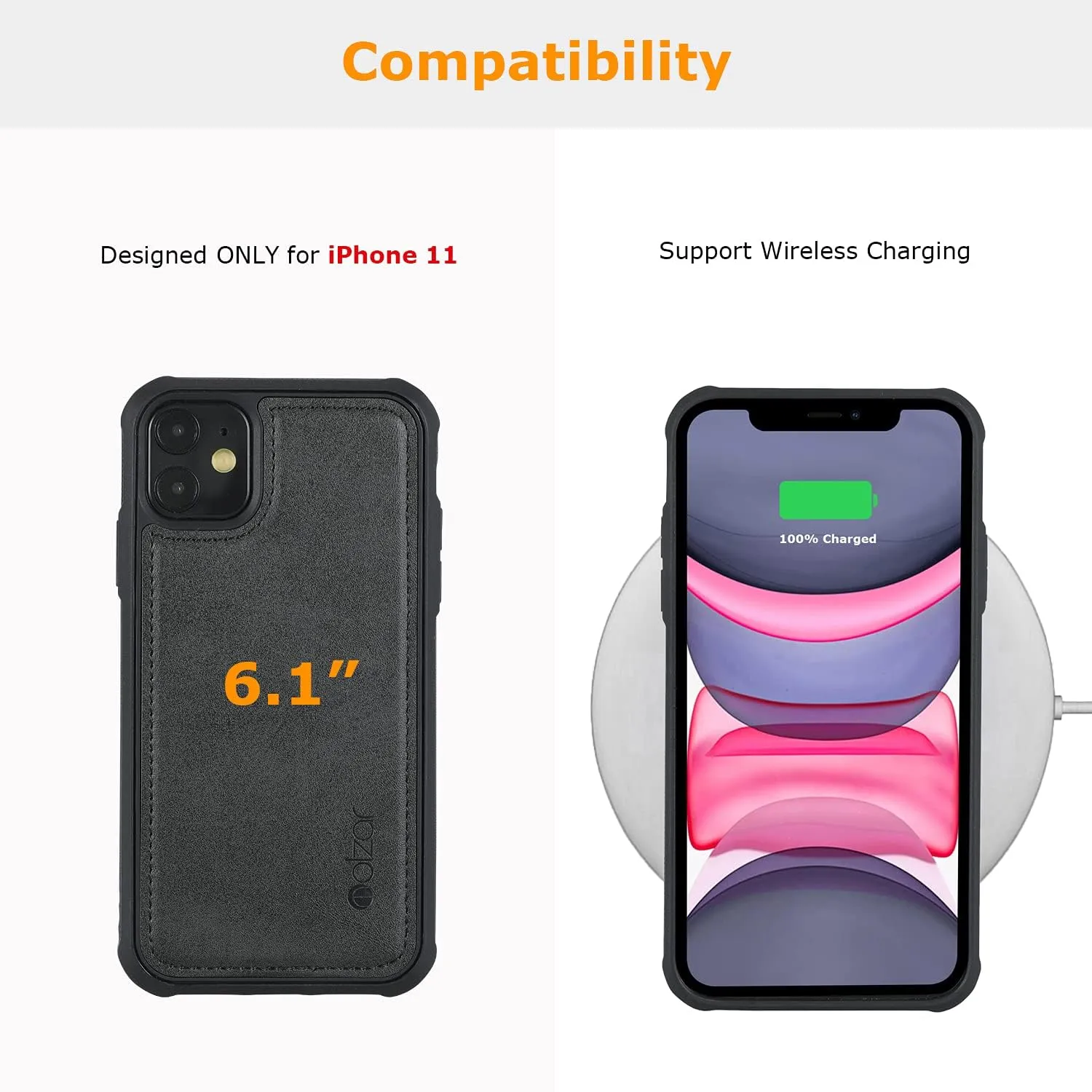 molzar MAG Series for iPhone 11 Case, Built-in Metal Plate for Magnetic Mount, Works with Qi-Certified Chargers, Compatible with iPhone 11, Black