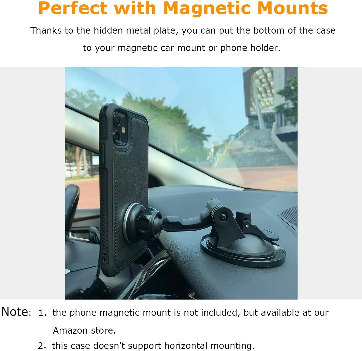 molzar MAG Series for iPhone 11 Case, Built-in Metal Plate for Magnetic Mount, Works with Qi-Certified Chargers, Compatible with iPhone 11, Black