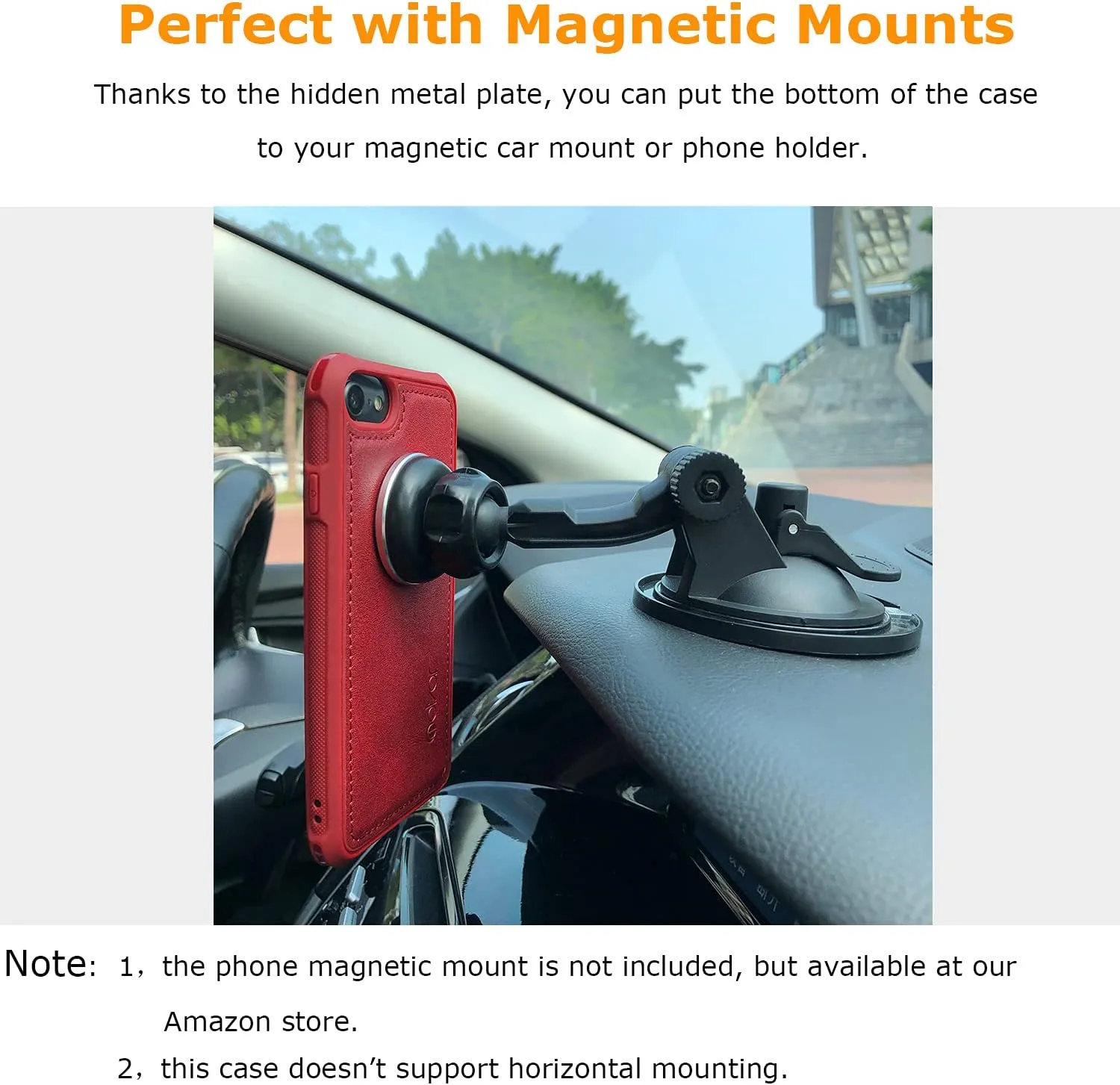 molzar MAG Series for iPhone SE 2022/SE 2020/8/7/6s/6 Case, Built-in Metal Plate for Magnetic Mount, Works with Qi-Certified Chargers, Compatible with iPhone SE3/SE2/8/7/6s/6, Red