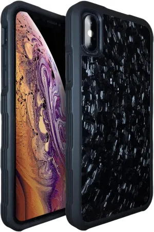 molzar Tire Series for iPhone Xs and iPhone X Case with Real Forged Carbon Fiber, Built-in Metal Plate for Magnetic Mount, Works with Qi-Certified Chargers, Glossy Black/Forged