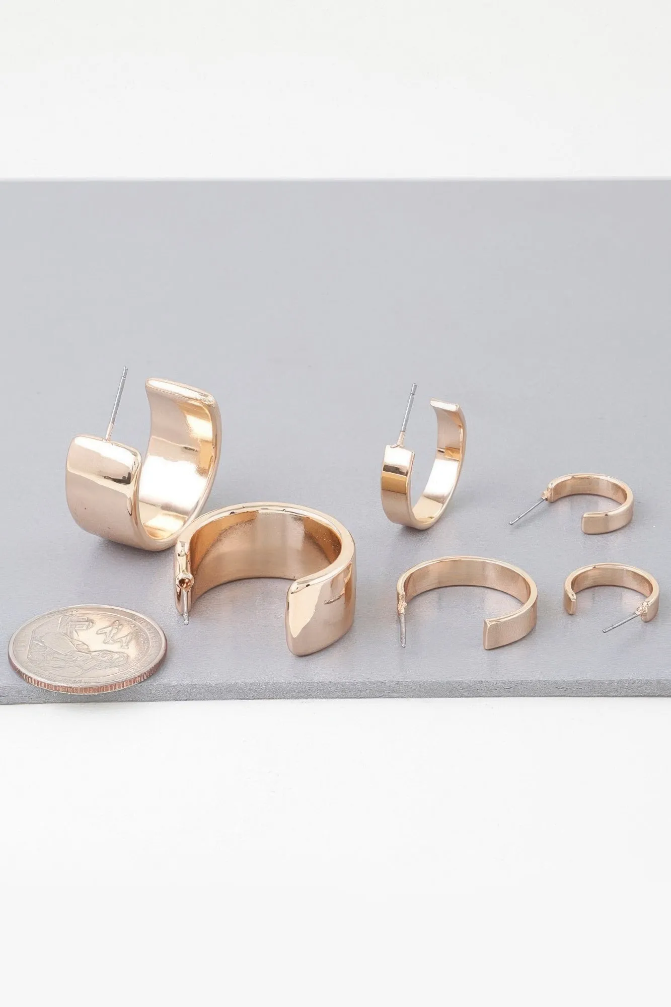 Multi Shiny Modern Hoop Earrings Set