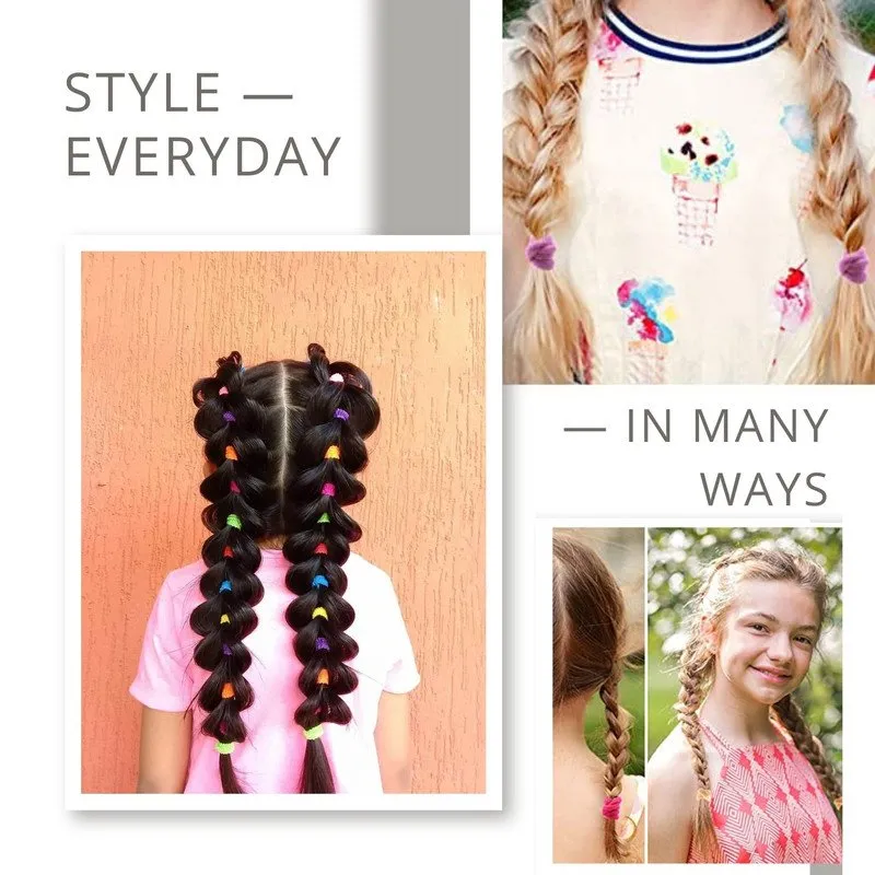 Neon hair Ties with a cute Teddy Bow Flower hair Clip Set (Pack of 2, Multicolor)