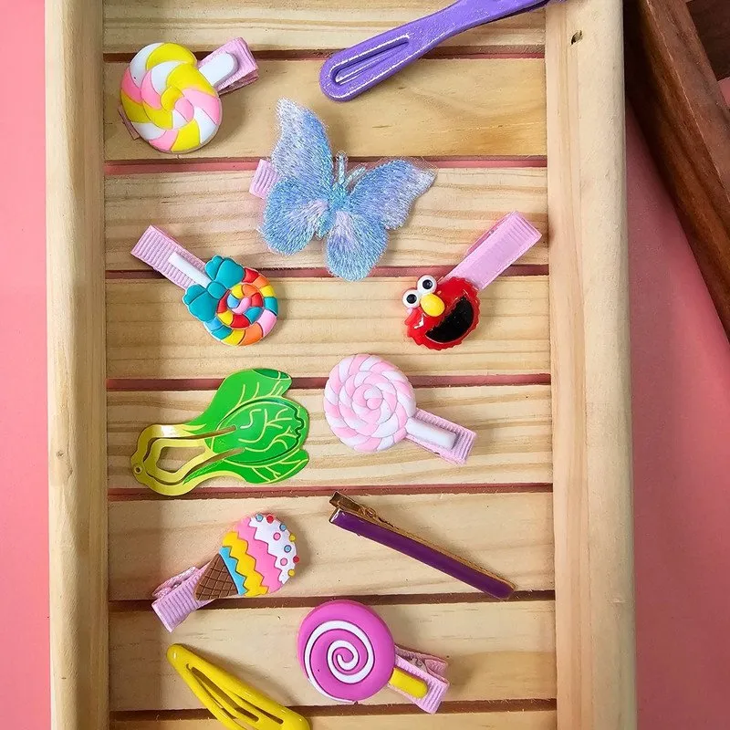 Neon Mini Hair Ties with Unicorn Rainbow Flower Cancy hair Clip Set (Pack of 2, Multicolor)