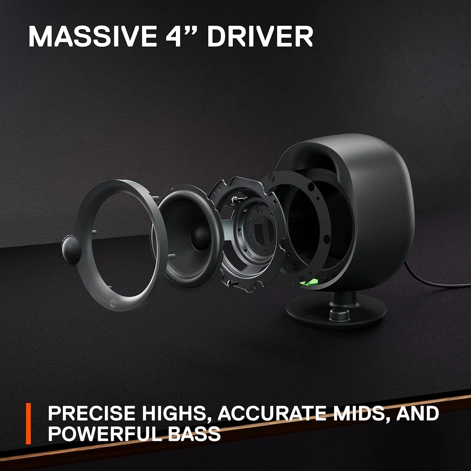 New SteelSeries Arena 3 Full-Range 2.0 Gaming Speakers  Immersive Audio  On-Speaker Controls  4" Speaker Drivers  Wired & Bluetooth  3.5mm Aux  PC, Mac, Mobile  Adjustable Stand (Refurbished)