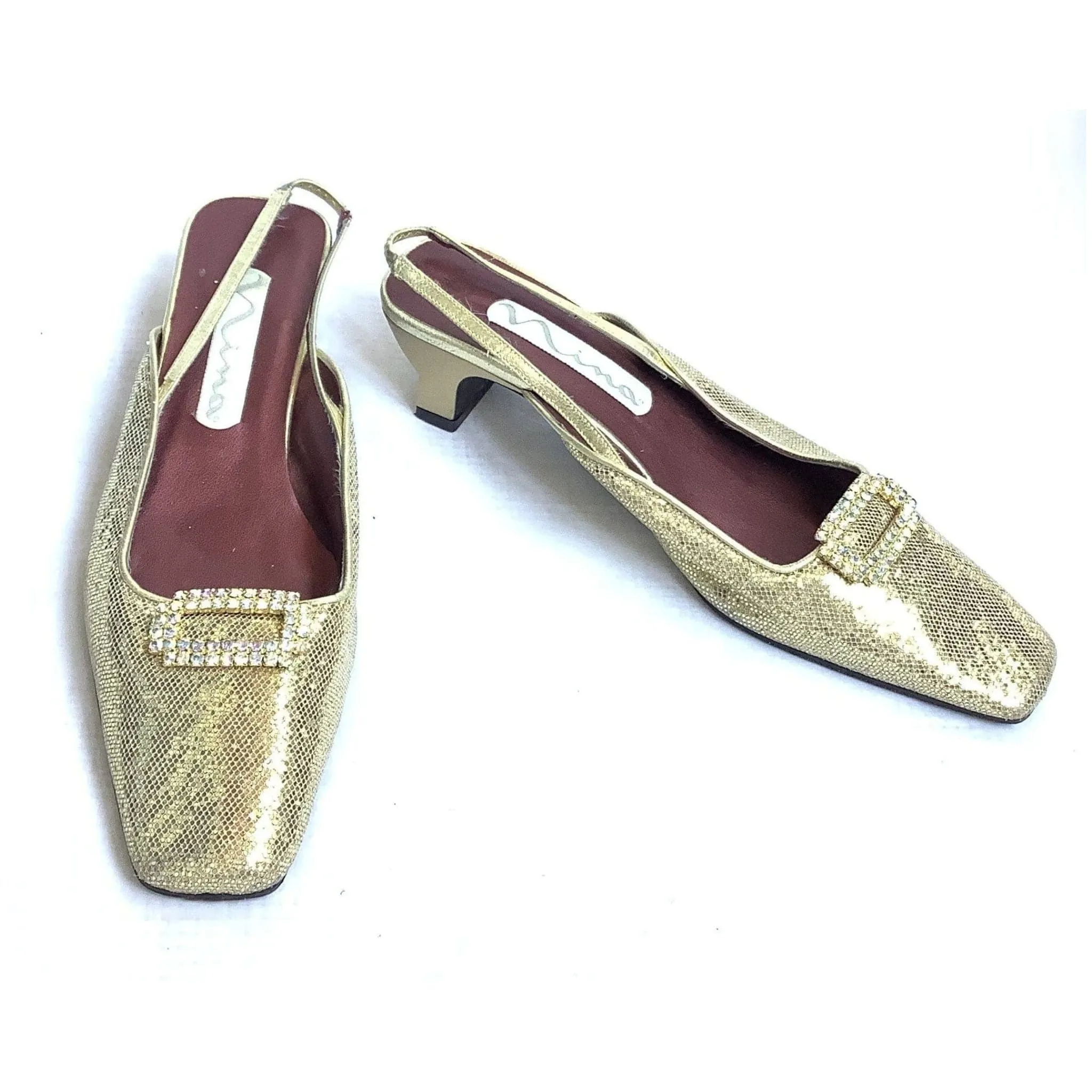 Nina Gold Mesh Slingbacks
