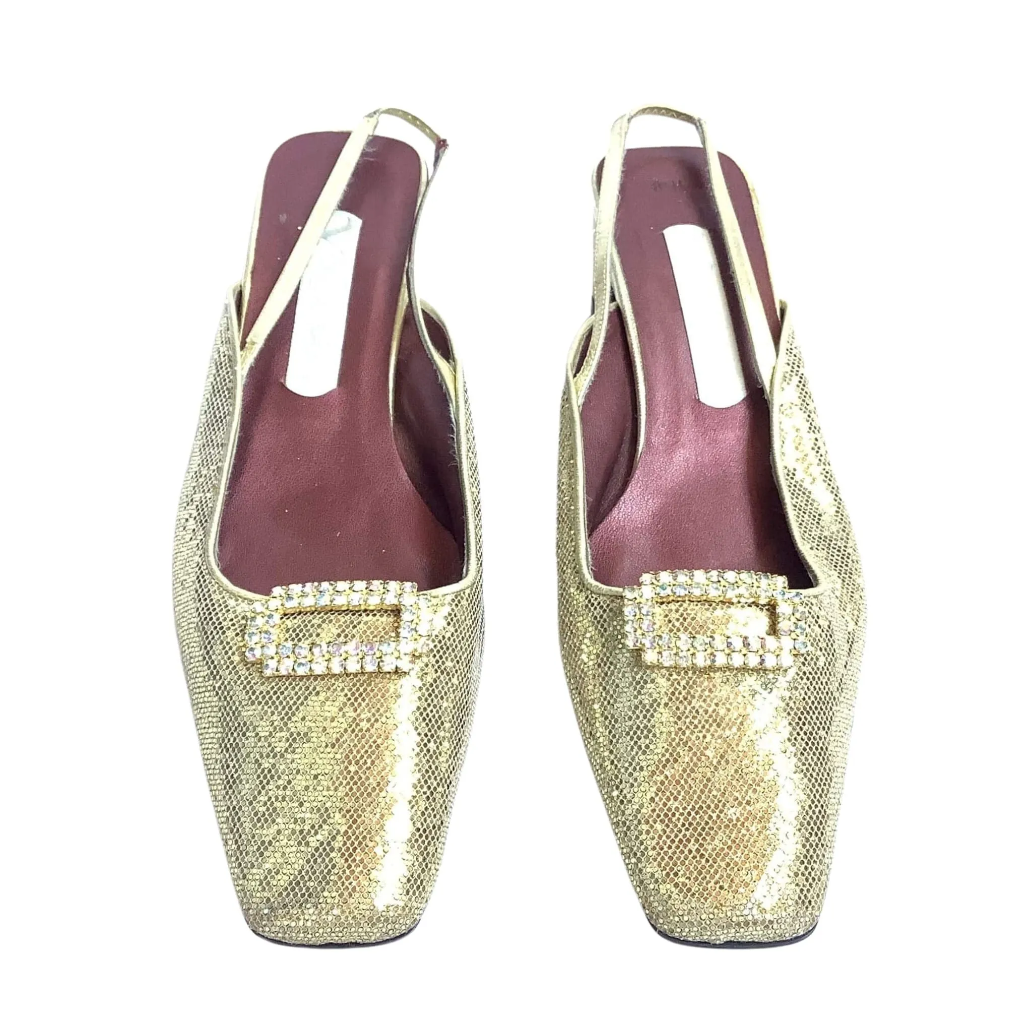 Nina Gold Mesh Slingbacks
