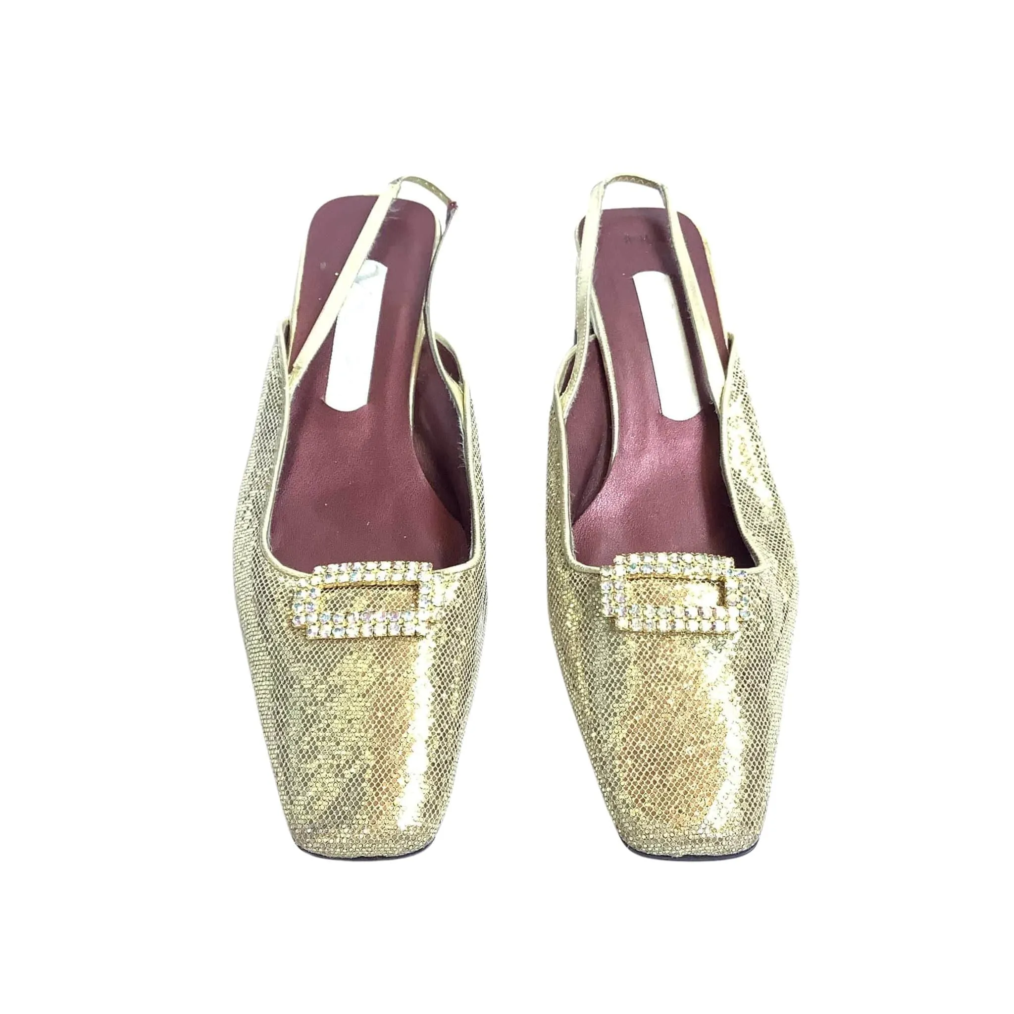 Nina Gold Mesh Slingbacks