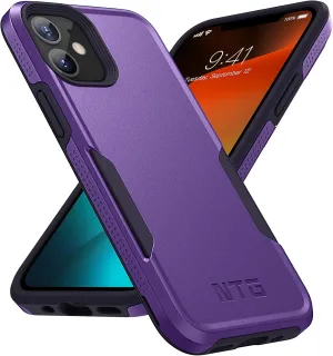 NTG Military Shockproof iPhone 12 Case [2 Layer Structure][Military Grade Anti-Drop] Hard Slim iPhone 12 Phone Case, Shockproof Protective Phone Case for iPhone 12 (6.1 inch), Dark Violet