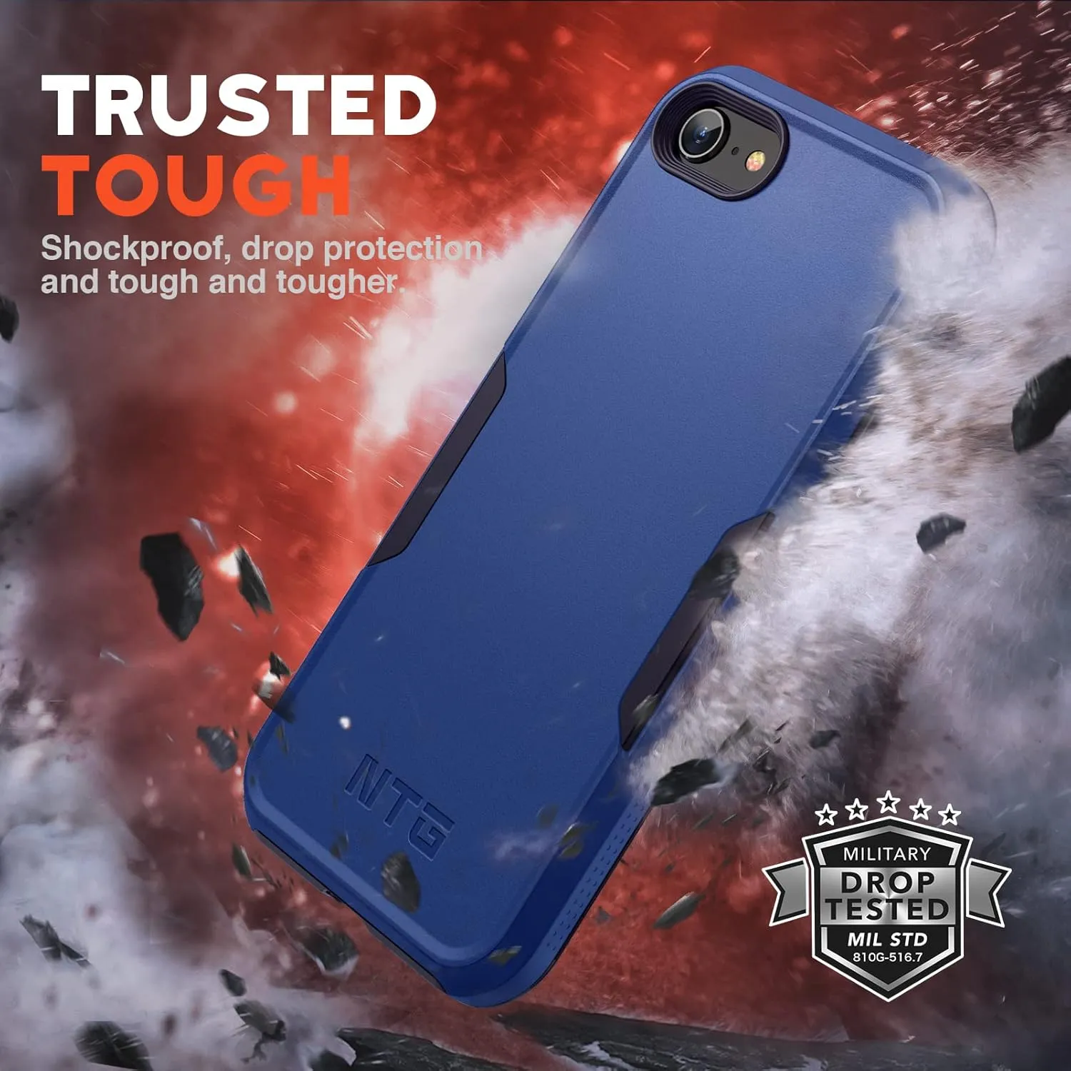 NTG Shockproof Designed for iPhone SE 2022/3rd/2020,iPhone 8/7 Case, Heavy-Duty Tough Rugged Lightweight Slim Protective Case for iPhone SE/8/7-Cobalt Blue