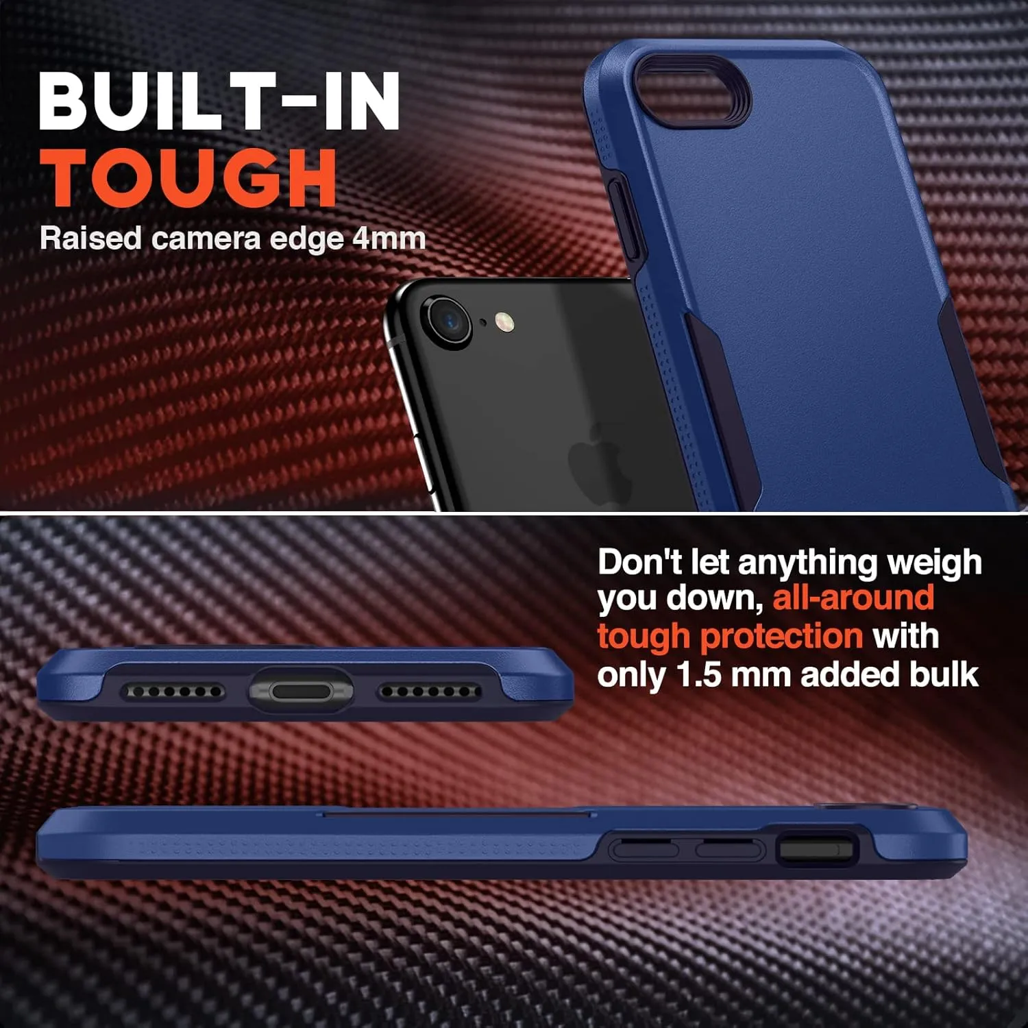 NTG Shockproof Designed for iPhone SE 2022/3rd/2020,iPhone 8/7 Case, Heavy-Duty Tough Rugged Lightweight Slim Protective Case for iPhone SE/8/7-Cobalt Blue