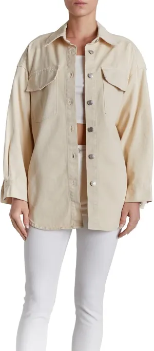 O A T NEW YORK Women's Luxury Clothing Long Sleeve Denim Jacket Shacket with Button Closure, Comfortable & Stylish