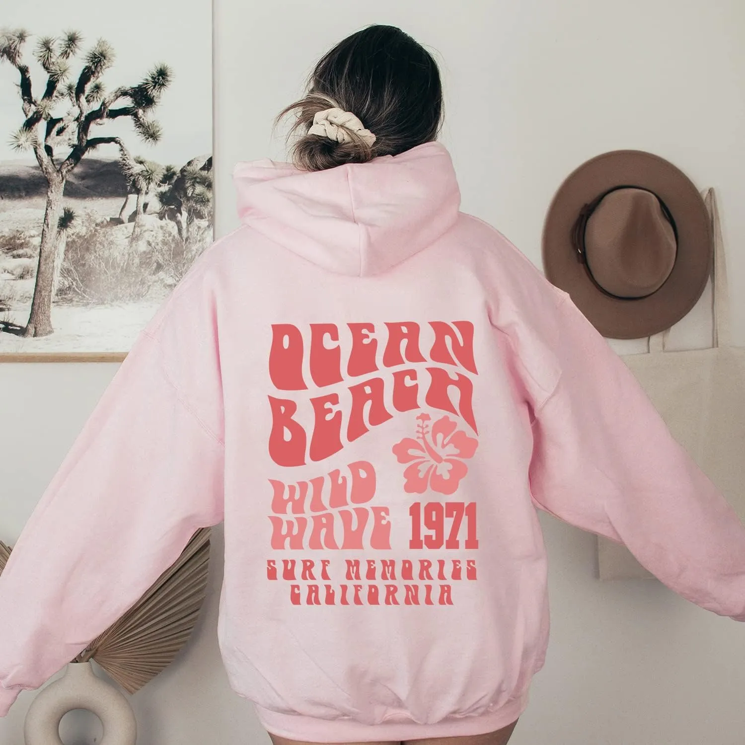 Ocean Beach Hoodie, Aesthetic Summer Hoodies with Words on the Back, Sunset Chasers Sweatshirt, Trendy Oversized Tees