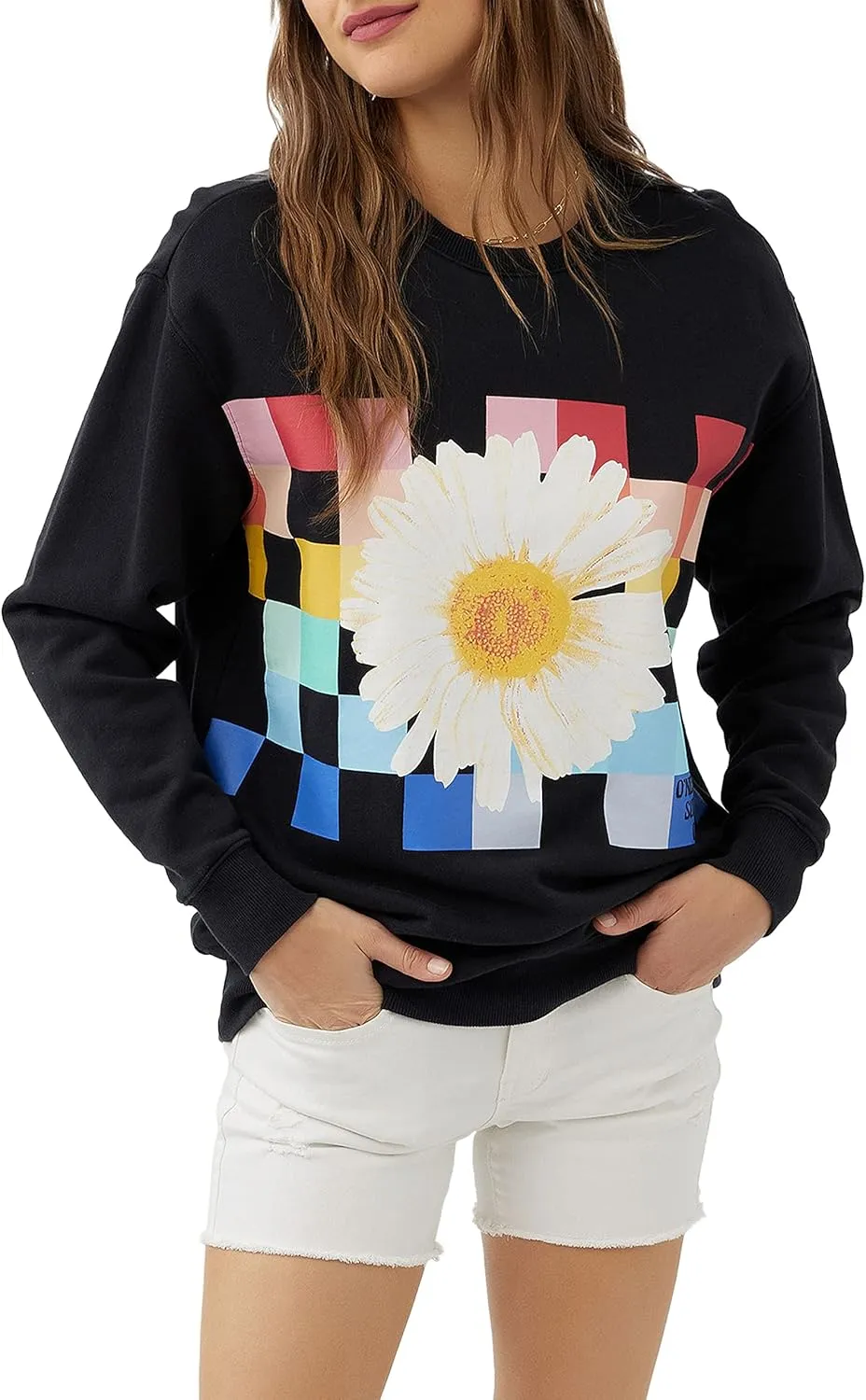O'NEILL Women's Oversized Fleece Crewneck - Comfortable and Casual Pullover Sweatshirt for Women with Graphic Detail